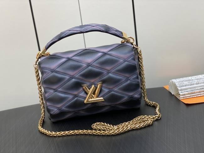 LV M22891黑渐变全皮菱格链条包系列GO-14 Twist手提包