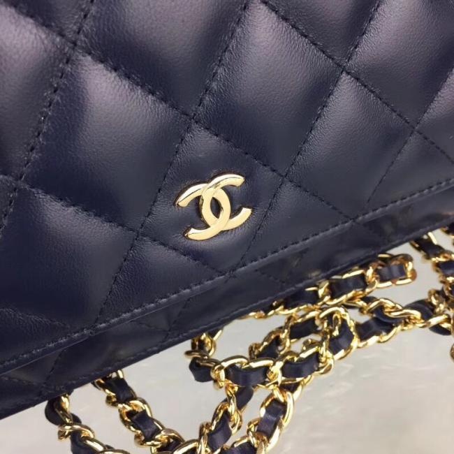 CHANEL WOC 5373 深兰羊皮 金银扣意大利进口皮