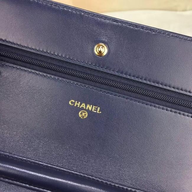 CHANEL WOC 5373 深兰羊皮 金银扣意大利进口皮