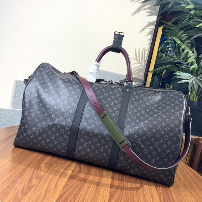 LV M86855 KEEPALL 男士黑花印花丝印旅行袋