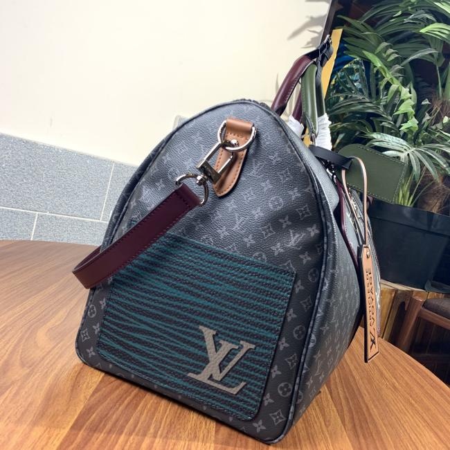 LV M86855 KEEPALL 男士黑花印花丝印旅行袋