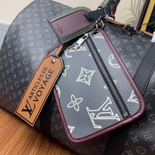 LV M86855 KEEPALL 男士黑花印花丝印旅行袋