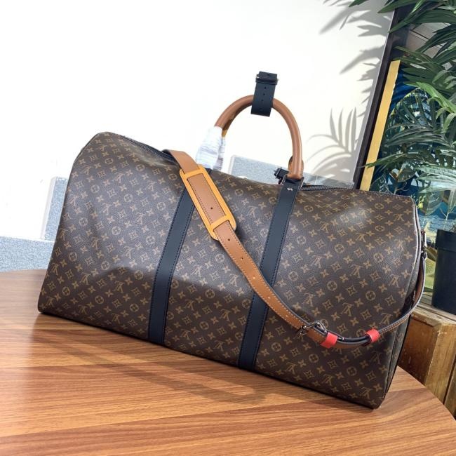 LV M56855 KEEPALL 旅行袋 老花印花丝印男士旅行袋