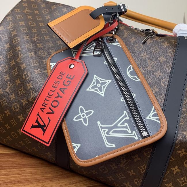 LV M56855 KEEPALL 旅行袋 老花印花丝印男士旅行袋