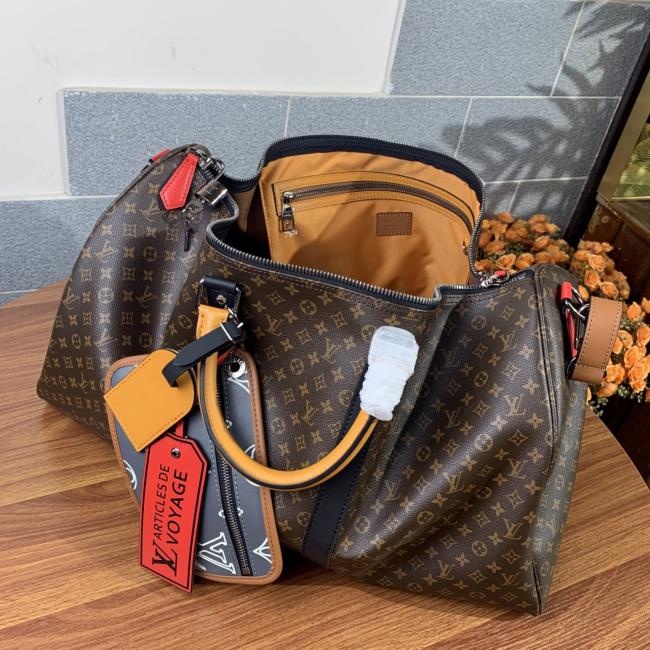 LV M56855 KEEPALL 旅行袋 老花印花丝印男士旅行袋