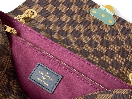 LV Vavin N40109 Damier Ebene小号手袋，轻质舒适，LV经典旅行风格