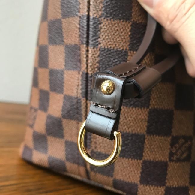 LV Neverfull N41358复刻版 中号咖啡格红里手提包