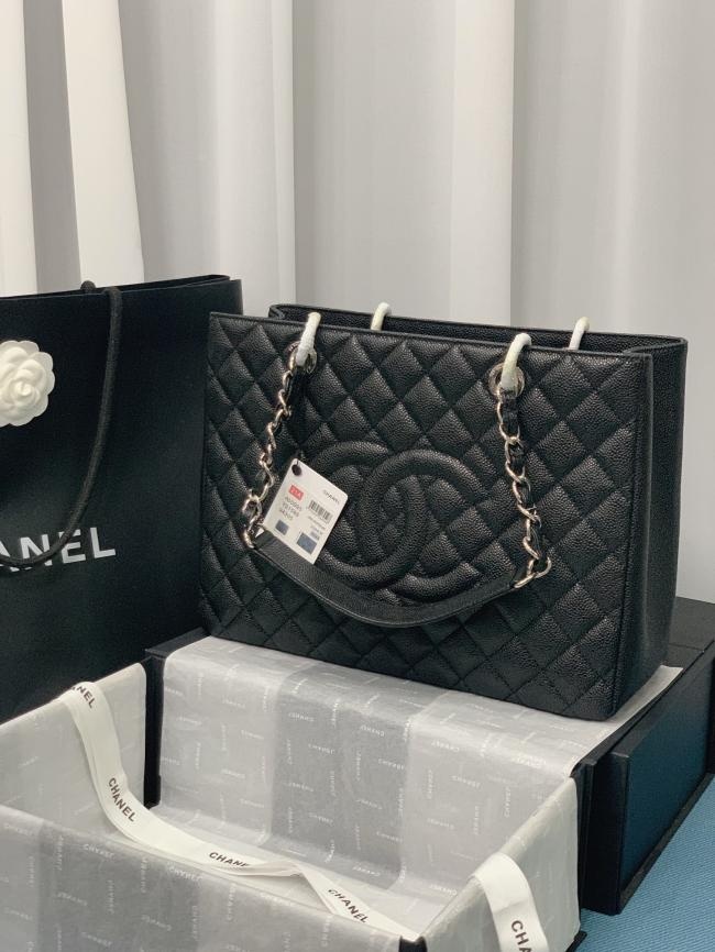 CHANEL 50995牛皮球纹经典购物袋，金色五金，真皮包