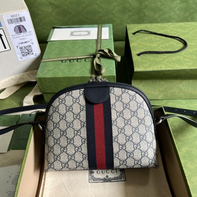 Gucci Meo Vintage迷你斜挎包499621蓝色pvc全套原厂绿色包装