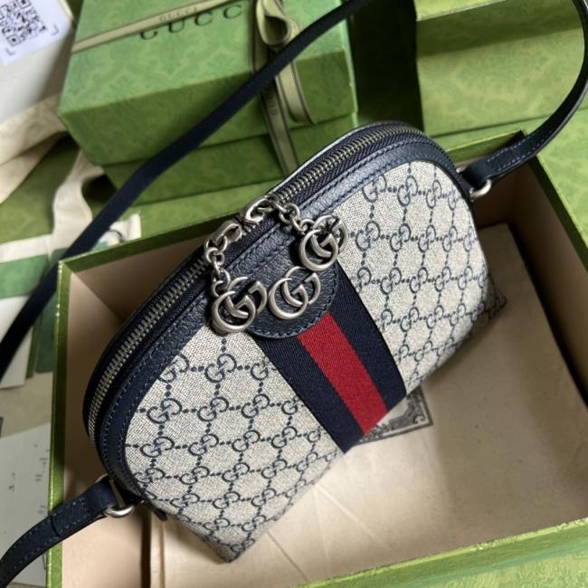 Gucci Meo Vintage迷你斜挎包499621蓝色pvc全套原厂绿色包装