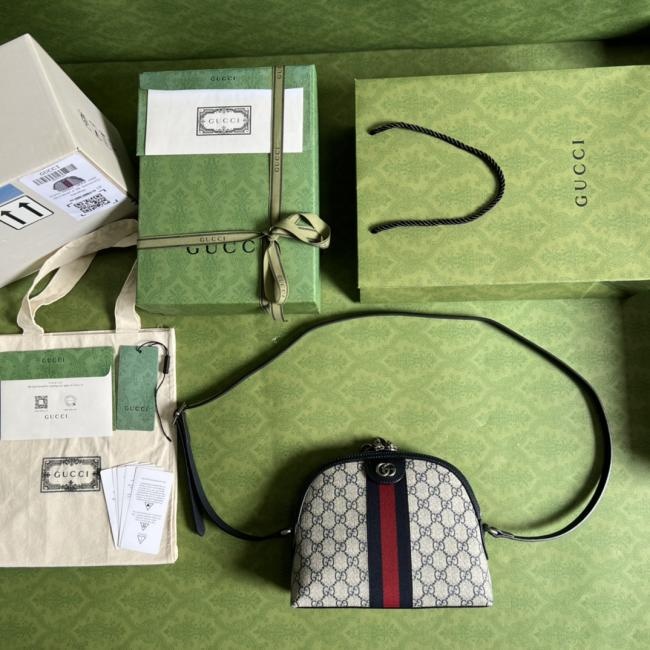 Gucci Meo Vintage迷你斜挎包499621蓝色pvc全套原厂绿色包装