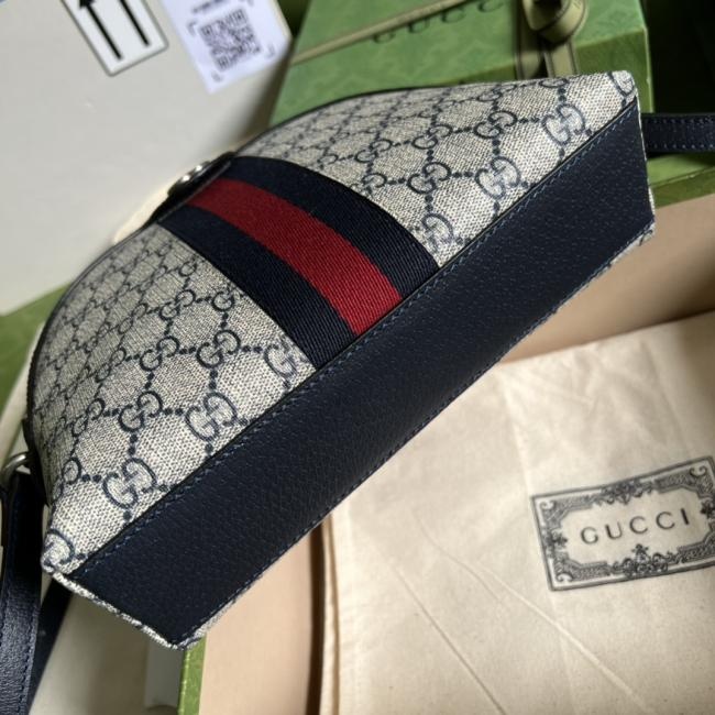 Gucci Meo Vintage迷你斜挎包499621蓝色pvc全套原厂绿色包装