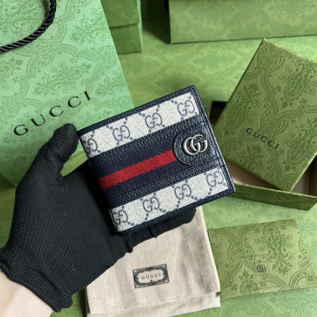 Gucci 597606经典GG图案钱夹蓝色款式