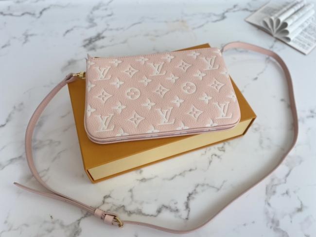 LV Monogram Empreinte Pochette Double Zip 双拉链皮革手袋