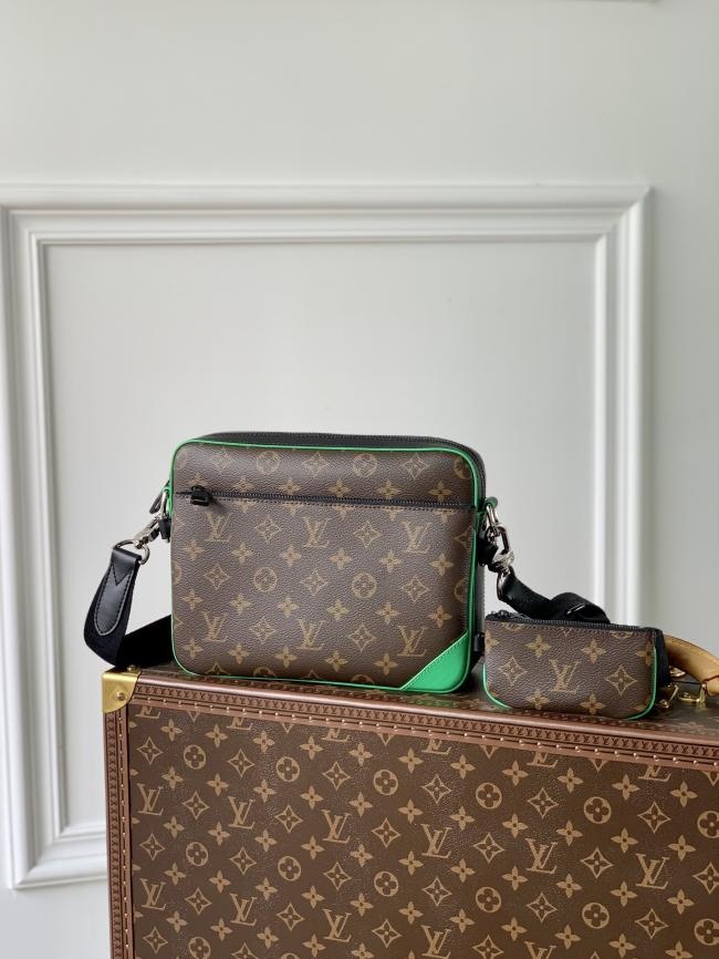 LV M46266 Trio 邮差包 Monogram Macassar 绿色免税版