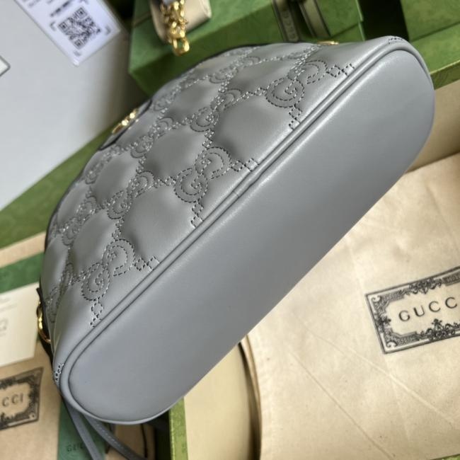 Gucci GG matelassé皮革单肩包702229灰色Love Parade系列