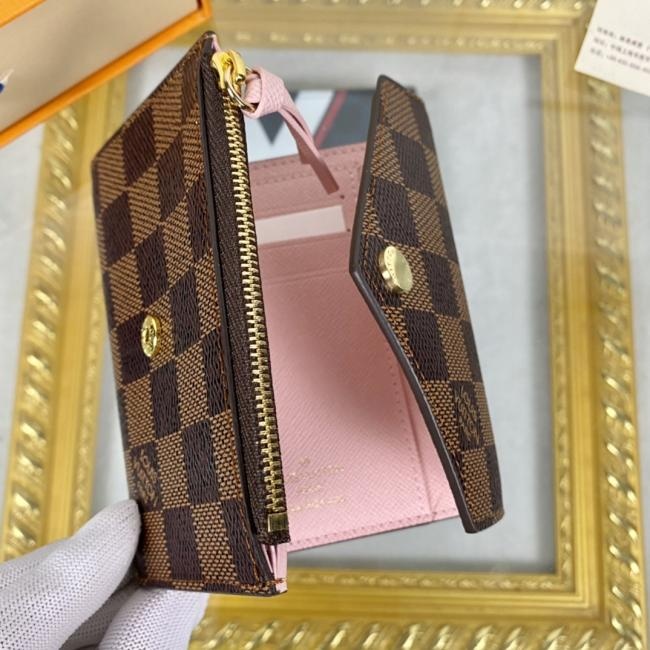 LV M62472 Victorine钱夹 Monogram帆布粉色款式