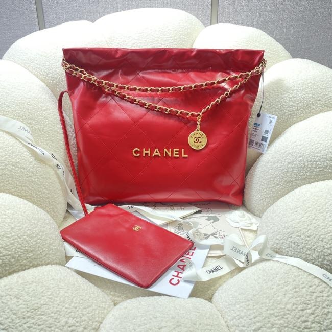 CHANEL 2022S春夏辣椒红22 bag购物袋3261