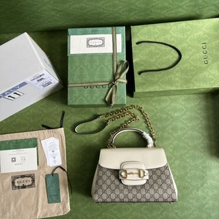 Gucci Horsebit 1955系列中号手袋7020，配全套原厂绿盒包装