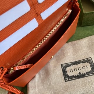 Gucci 马衔扣1955系列小号橙色皮革手袋6218