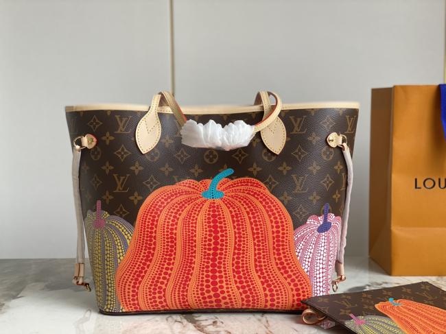 LV x YK Neverfull MM 南瓜丝印购物袋，独特设计，时尚高级