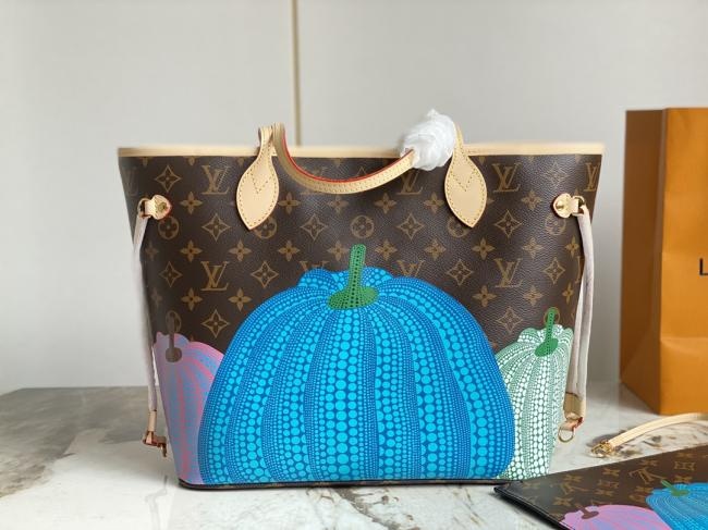 LV x YK Neverfull MM 南瓜丝印购物袋，独特设计，时尚高级