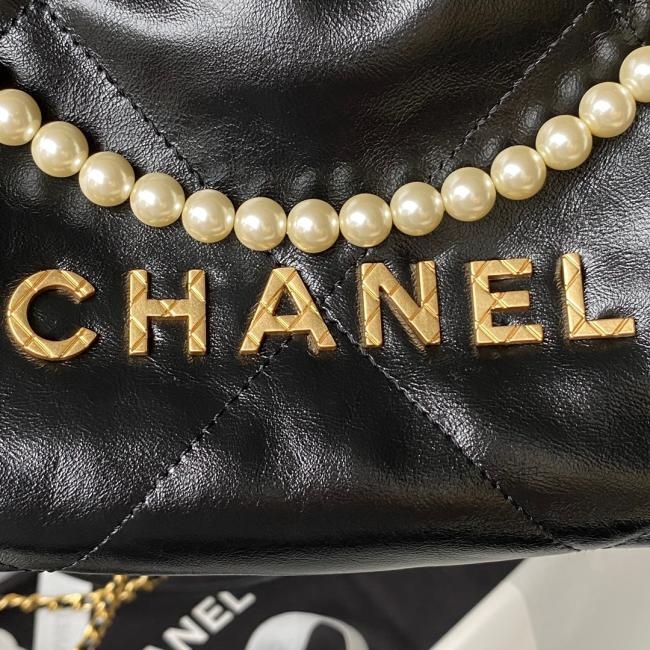 CHANEL迷你款22包包2023春夏系列新品黑色款神秘麻豆