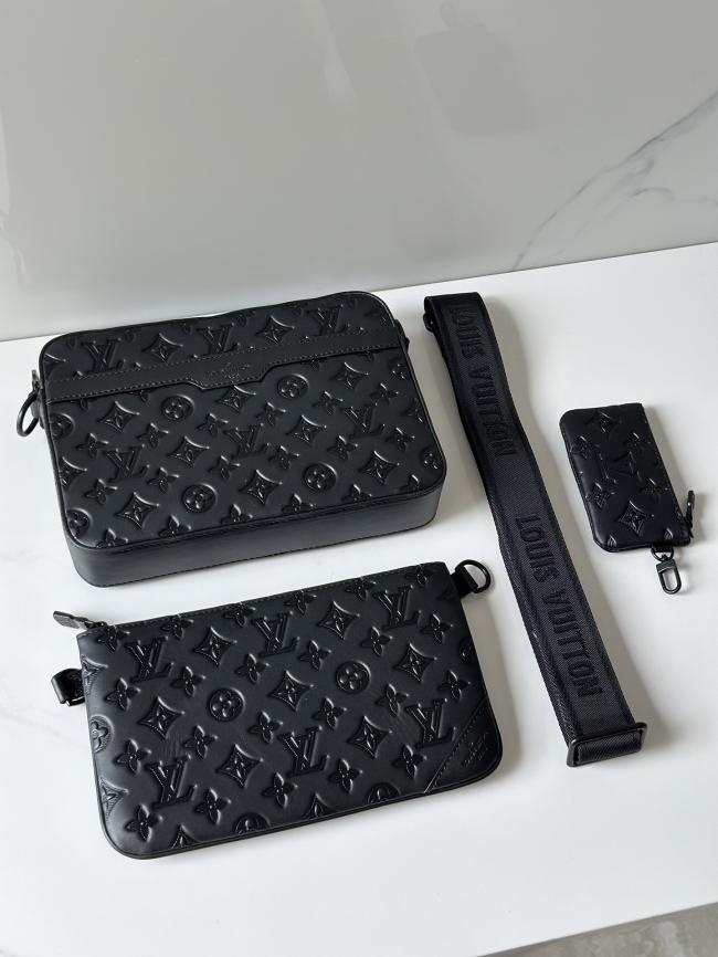 LV M46602 Trio 邮差包 Monogram 压纹牛皮革