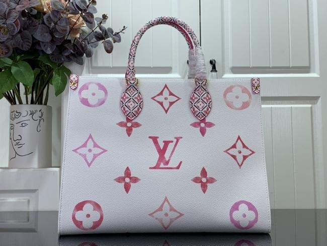 LV OnTheGo M229 玫红色花花手提包，复古葡萄牙风格