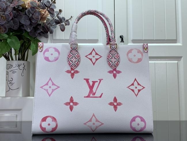 LV OnTheGo M229 玫红色花花手提包，复古葡萄牙风格