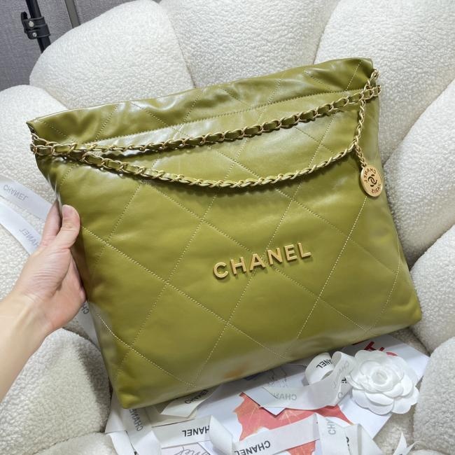 CHANEL 2022S春夏火爆22 bag购物袋3261 牛油果绿中号