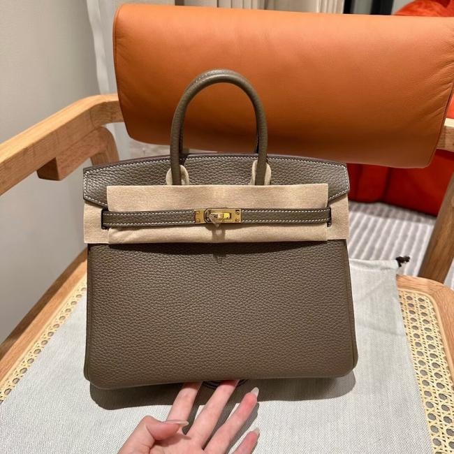 Hermès Handmade Birkin 25cm CK18 Etoupe Togo Gold