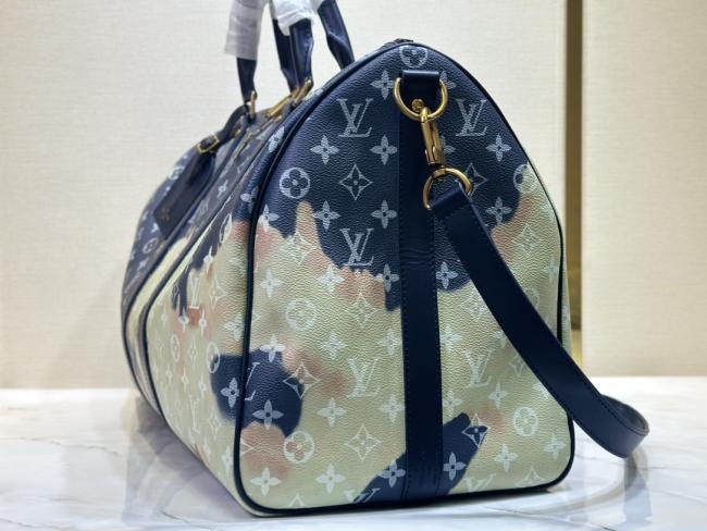 LV男包枕头包 KEEPALL 50蓝色火焰系列旅行袋