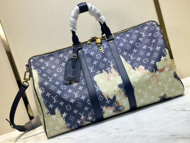 LV男包枕头包 KEEPALL 50蓝色火焰系列旅行袋