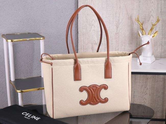 CELINE 2022新品CABAS TRIOMPHE抽绳托特，原厂皮质款式慵懒舒适